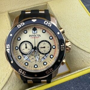 Invicta Gold and Black Chronograph Watch